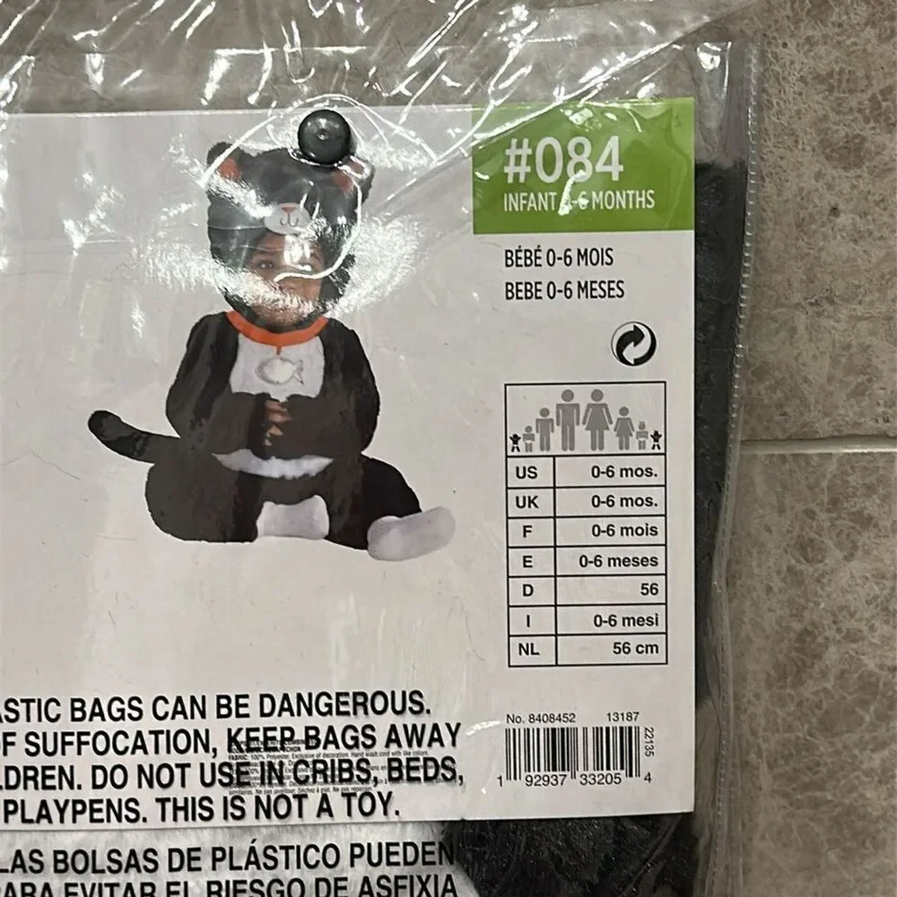 Cuddly Black Cat Halloween Costume NEW Size 0-6 Month